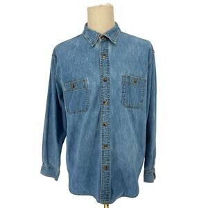 Y2K Vintage Route 66 Men's Denim Shirt Long Sleeve